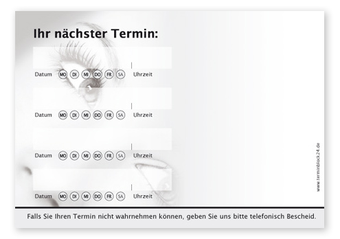 Terminzettel "Augenblick" - 4 Termine mit Wochentagen