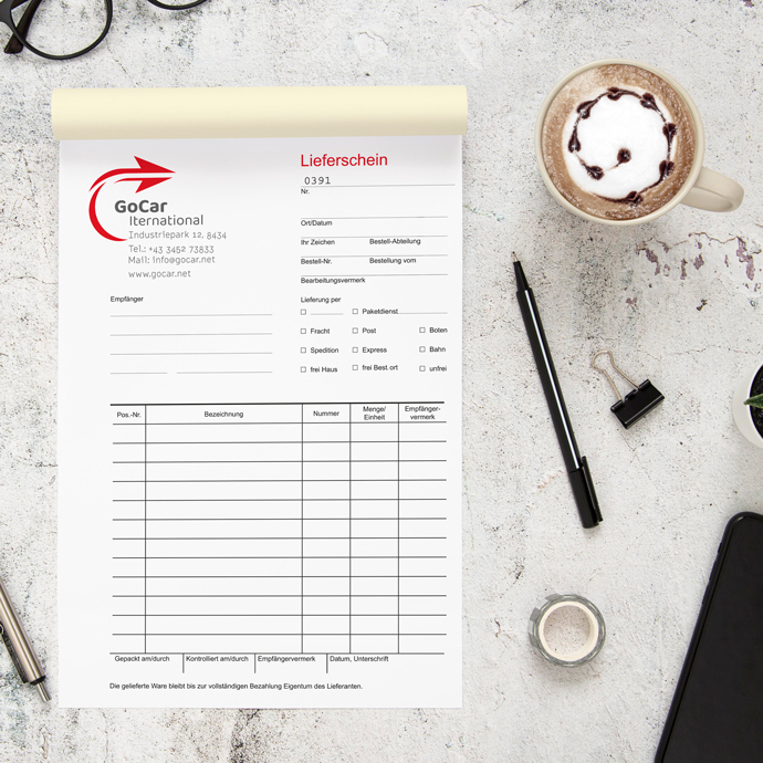 Durchschreibesätze 2-fach geblockt, DIN A4, mit Nummerierung Durchschreibesätze 2-fach geblockt, DIN A4, mit Nummerierung