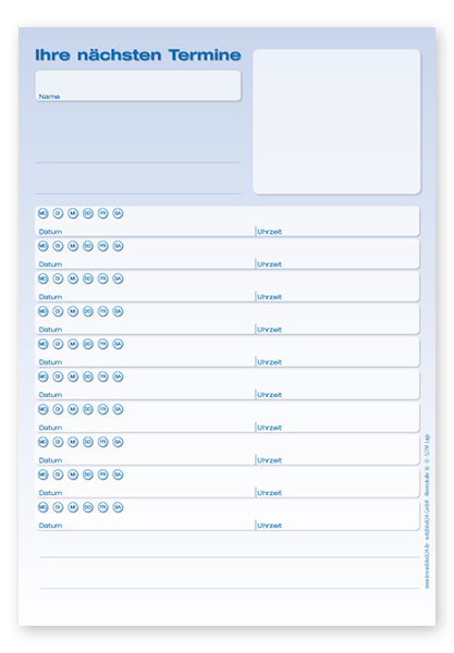 Terminzettel Maxi "Blue Window" mit 10 Terminfeldern