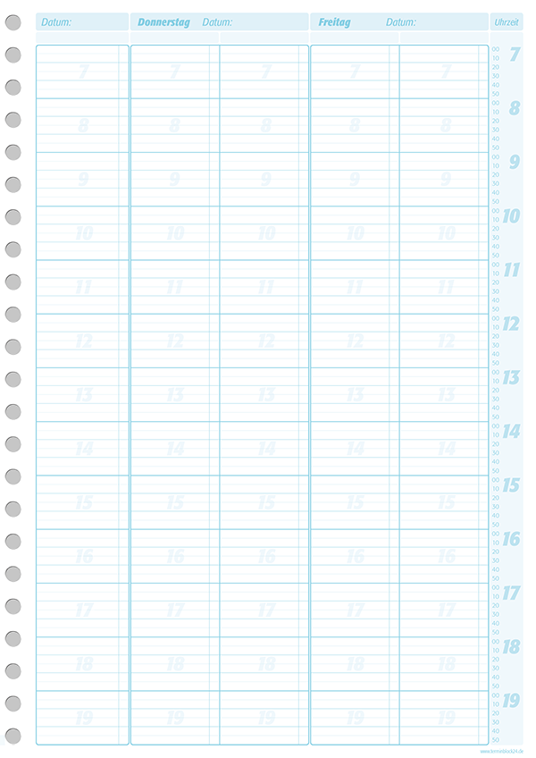 Terminplaner A4 - 2 Spalten - 10-Minuten-Takt