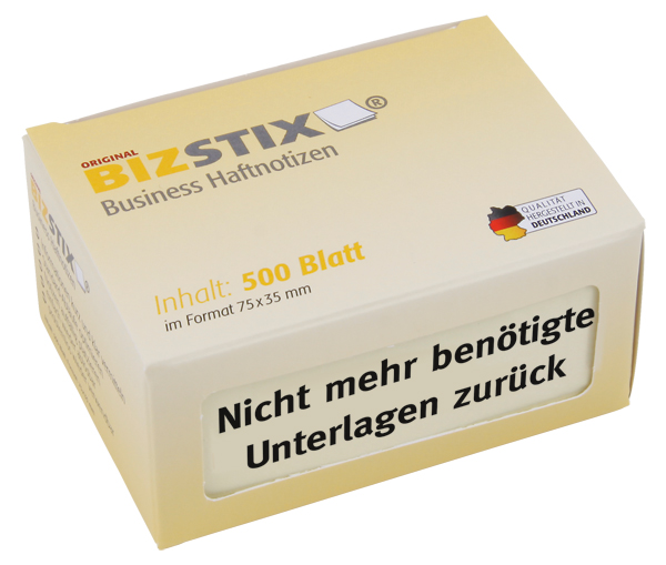 BIZSTIX® Business Haftnotizen "Nicht mehr benötigte Unterlagen zurück"