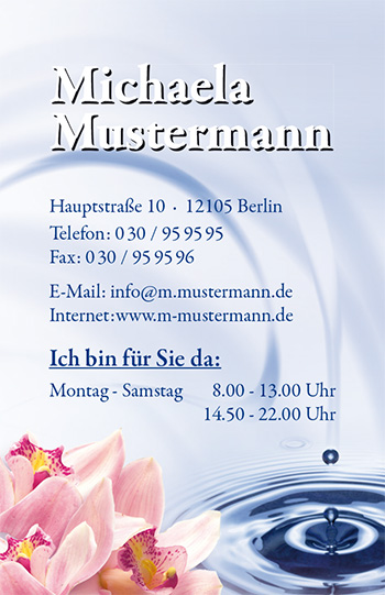 Visitenkarte "Wellness Oase" Visitenkarte "Wellness Oase"