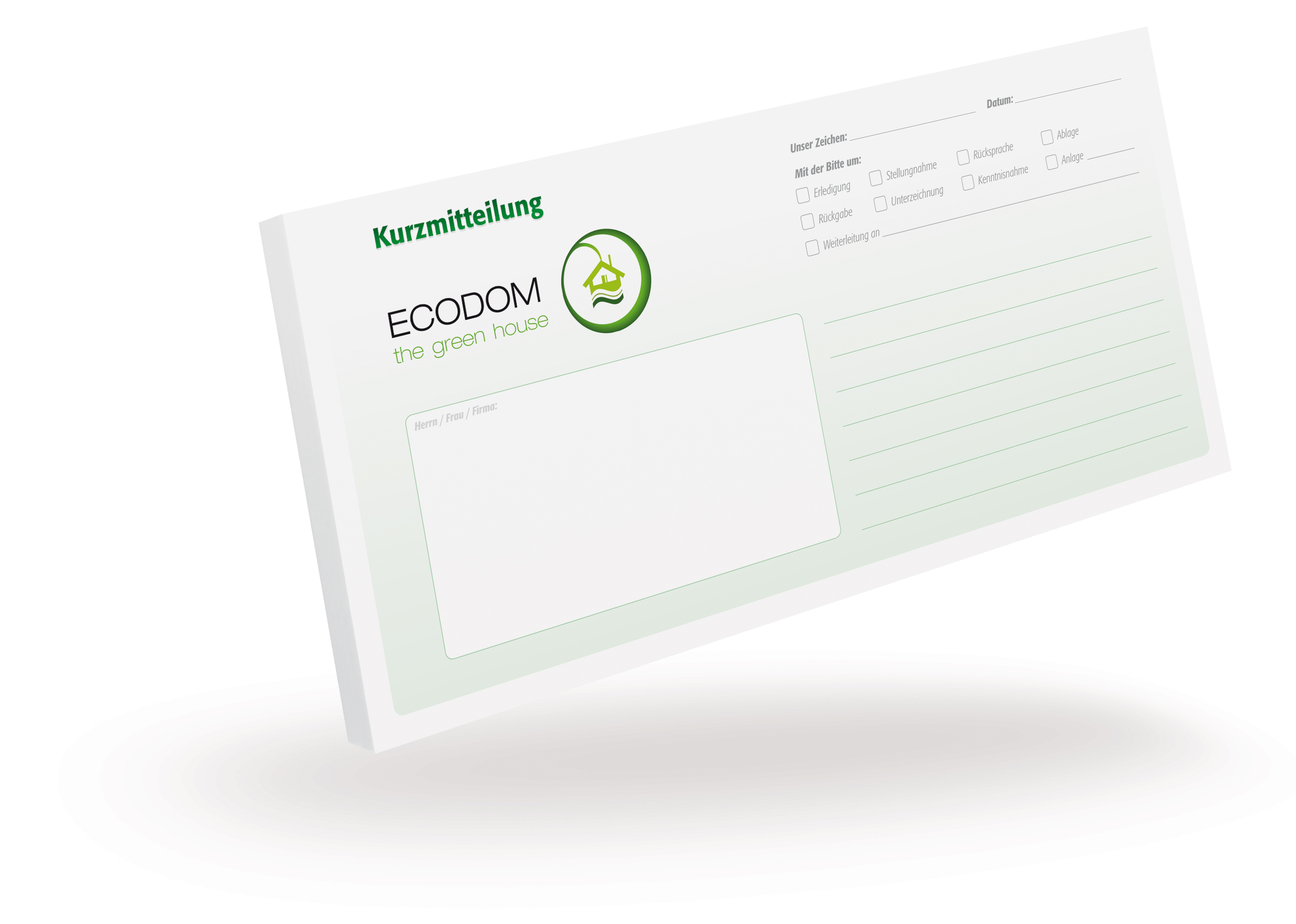 1304010204 Kurzmitteilungsblock DIN Lang - grün - Kurzmitteilungsblock DIN Lang - grün -