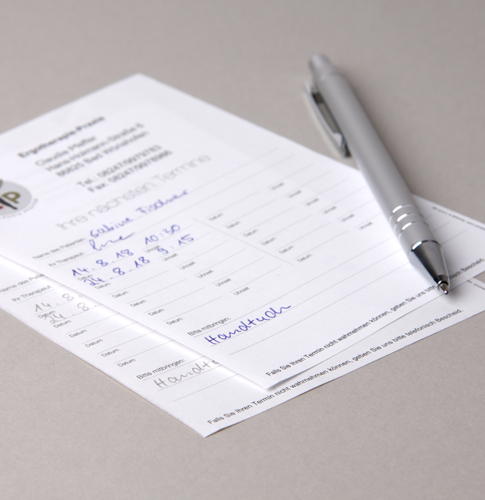 Terminzettel - SD-Sätze mit individuellem Logo- und Texteindruck