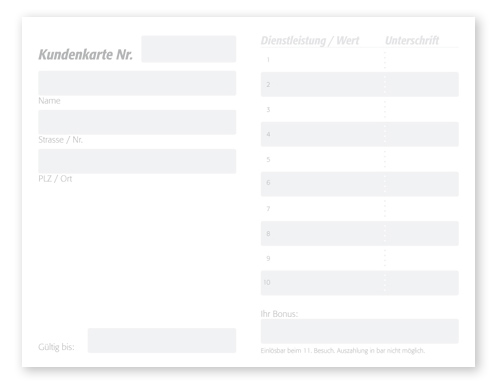 Kundenkarte "3D Nail Art" Kundenkarte "3D Nail Art"