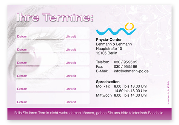 Terminzettel "Focus" - 6 Termine