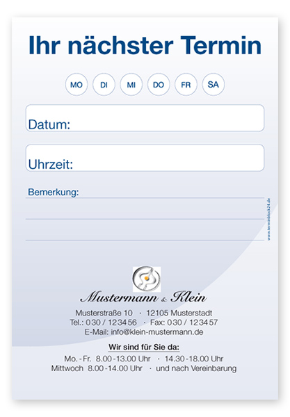 Terminzettel Senior "Blue Motion" Terminzettel Senior "Blue Motion"