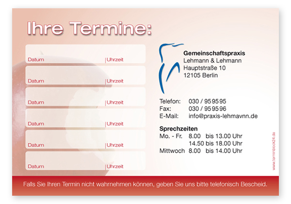 Terminzettel "bissfest" - 6 Termine