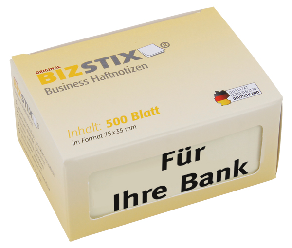 BIZSTIX® Business Haftnotizen "Für Ihre Bank" BIZSTIX® Business Haftnotizen "Für Ihre Bank"