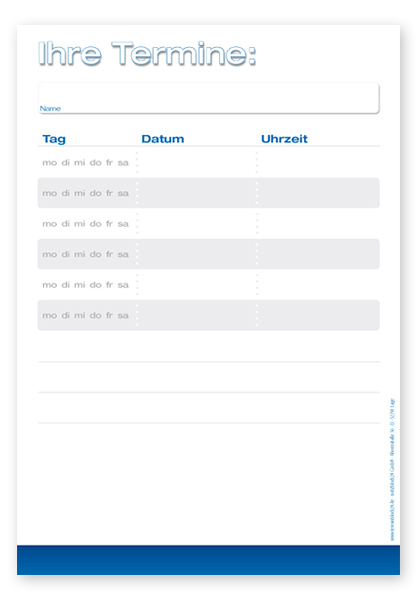 Terminzettel Maxi "Classic" mit 6 Terminfeldern Terminzettel Maxi "Classic" mit 6 Terminfeldern