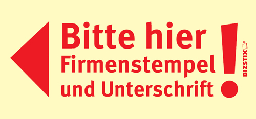 1301010125 BIZSTIX® Business Haftnotizen "Bitte hier Firmenstempel und Unterschrift!" BIZSTIX® Business Haftnotizen "Bitte hier Firmenstempel und Unterschrift!"