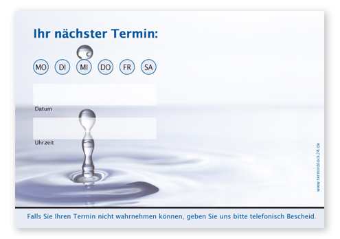 Terminzettel "kühler Tropfen" - 1 Termin mit Wochentagen, termin zettel, terminzettel