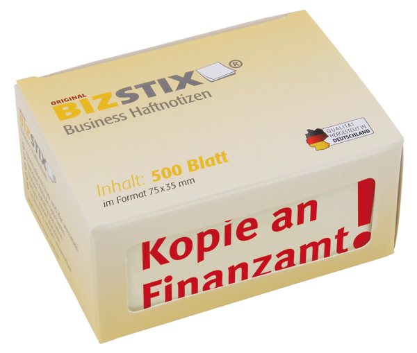 BIZSTIX® Business Haftnotizen "Kopie an Finanzamt"