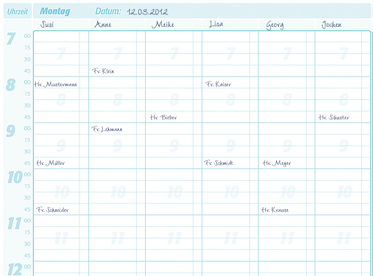 Terminplaner A3 für mehrere Mitarbeiter Terminplaner A3 für mehrere Mitarbeiter