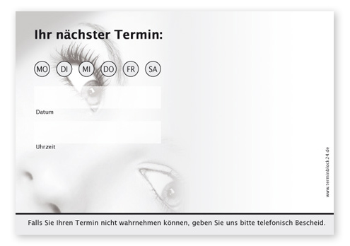 Terminzettel "Augenblick" - 1 Termin mit Wochentagen Terminzettel "Augenblick" - 1 Termin mit Wochentagen