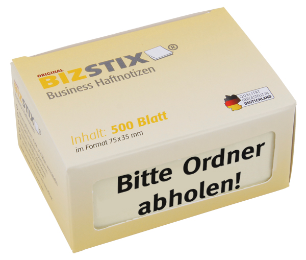 BIZSTIX® Business Haftnotizen "Bitte Ordner abholen!"