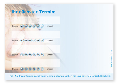 Terminzettel "healthy Smiles" - 4 Termine mit Wochentagen Terminzettel "healthy Smiles" - 4 Termine mit Wochentagen