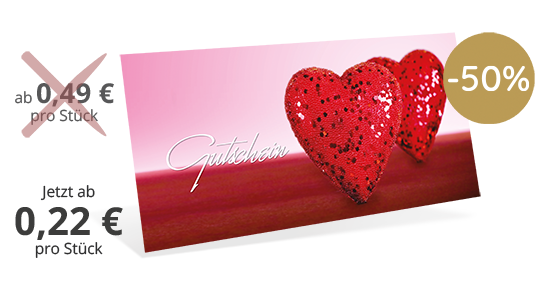 Gutscheinkarte Classic "rote Herzen"