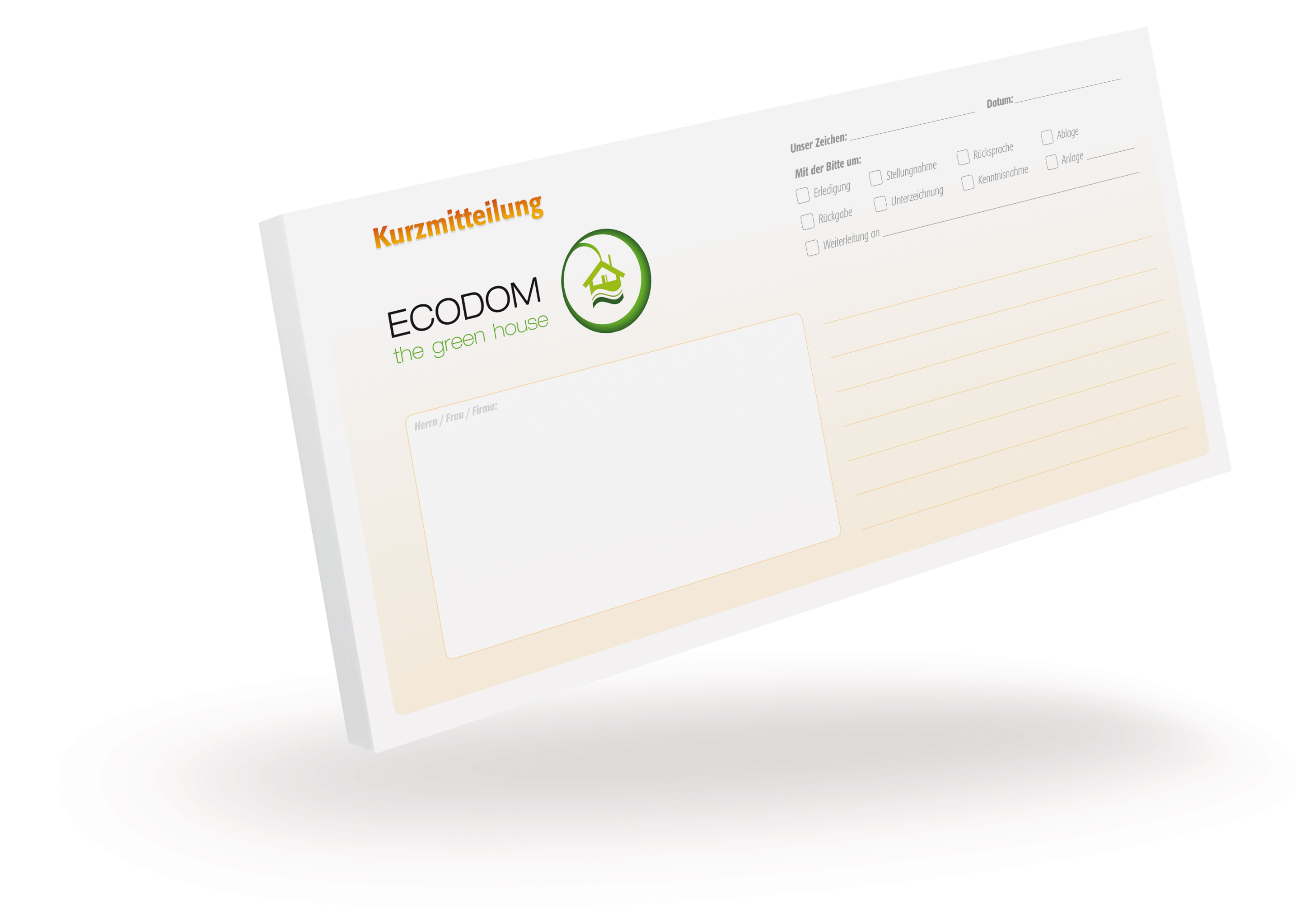 1304010201 Kurzmitteilungsblock DIN Lang - orange - Kurzmitteilungsblock DIN Lang - orange -