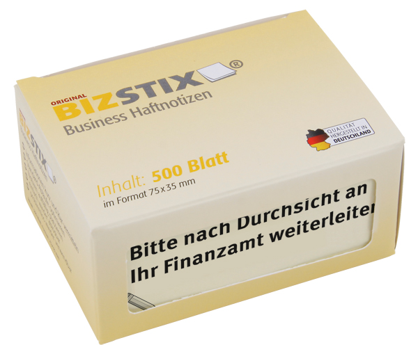BIZSTIX® Business Haftnotizen "Bitte nach Durchsicht an Ihr Finanzamt weiterleiten" BIZSTIX® Business Haftnotizen "Bitte nach Durchsicht an Ihr Finanzamt weiterleiten"