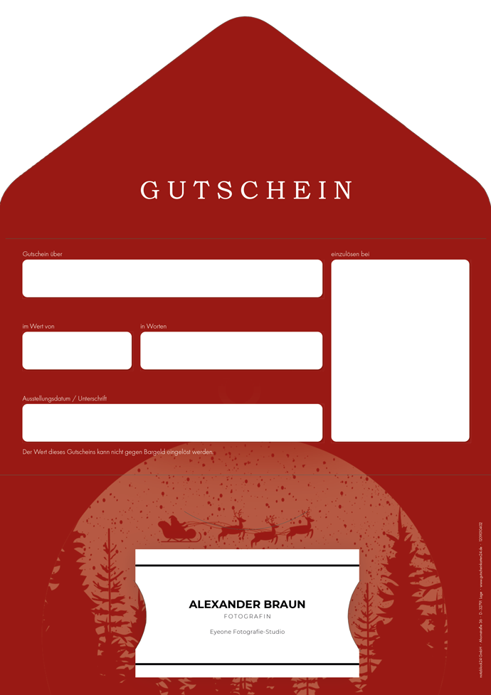 Gutscheinkarte Classic "Weihnachtsschlitten" individuell Gutscheinkarte Classic "Weihnachtsschlitten" individuell