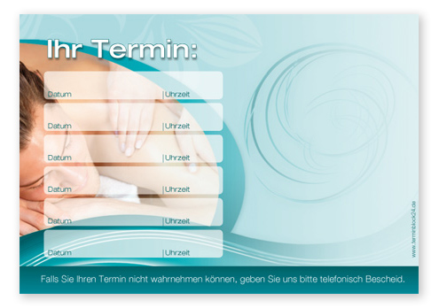 Terminzettel "Wellnesstraum" - 6 Termine Terminzettel "Wellnesstraum" - 6 Termine