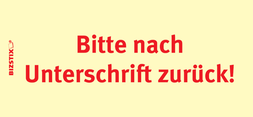 BIZSTIX® Business Haftnotizen "Bitte nach Unterschrift zurück!"