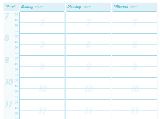 Terminplaner 1 Spalte - 15 Minutentakt Terminplaner 1 Spalte - 15 Minutentakt