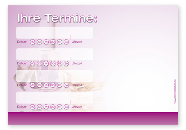 Terminzettel "nail design" - 4 Temine mit Wochentagen Terminzettel "nail design" - 4 Temine mit Wochentagen