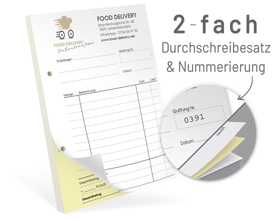 1219010119 Durchschreibesatz 2-fach geblockt DIN A5, mit Nummerierung Durchschreibesatz 2-fach geblockt DIN A5, mit Nummerierung