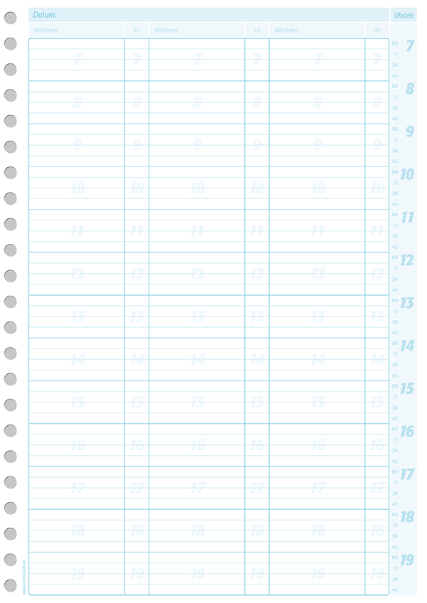 Terminplaner mit Tagesansicht und 3 Spalten