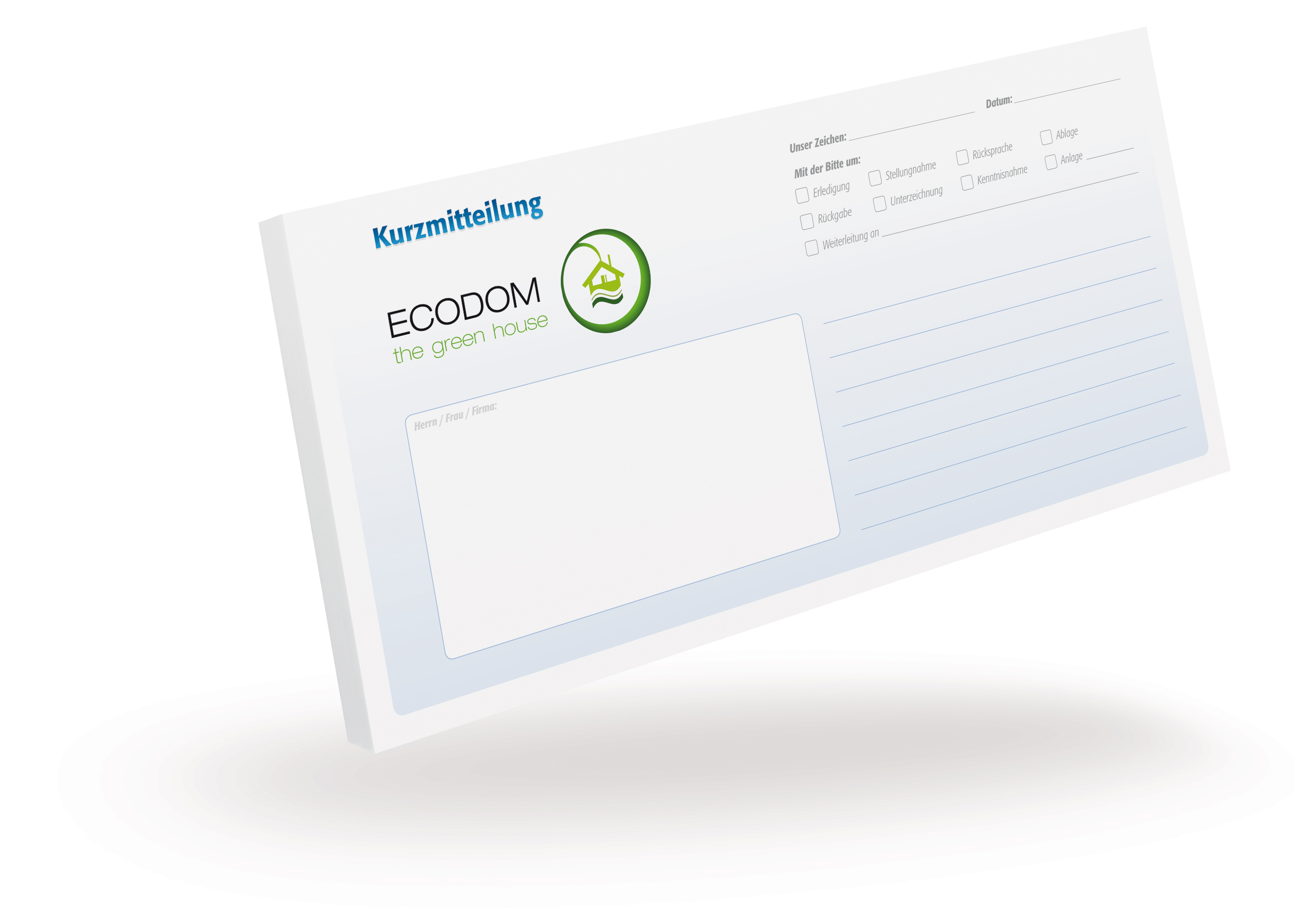 1304010203 Kurzmitteilungsblock DIN Lang - blau - Kurzmitteilungsblock DIN Lang - blau -