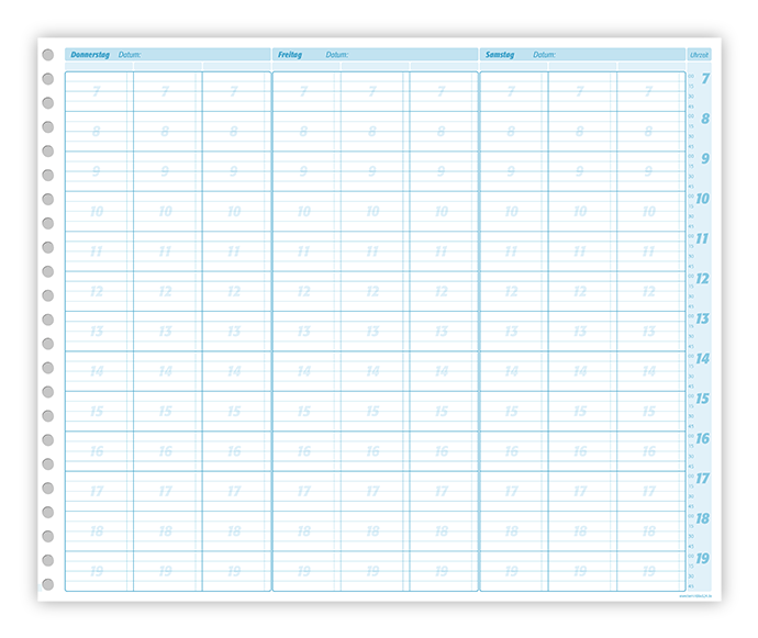 Terminplaner 3 Spalten - 15 Minuten-Takt ab Wunschdatum