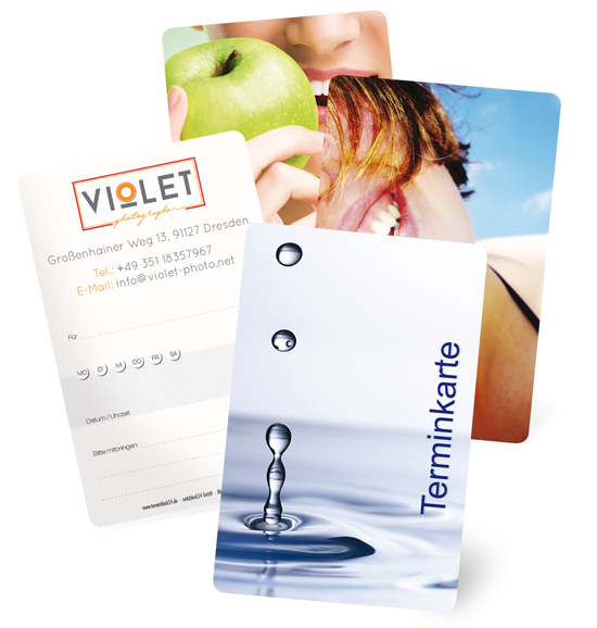 Terminkarten individuell mit Text und Logo