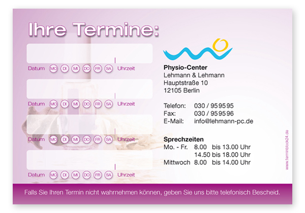 Terminzettel "nail design" - 4 Temine mit Wochentagen