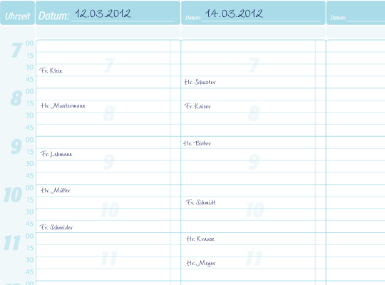 Terminplaner ohne Datum - für beliebig viele Mitarbeiter Terminplaner ohne Datum - für beliebig viele Mitarbeiter