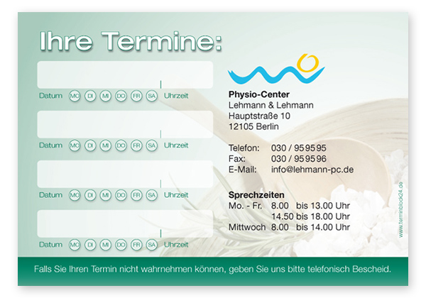 1214010405 Terminzettel "Wellness Dreams" - 4 Termine mit Wochentagen Terminzettel "Wellness Dreams" - 4 Termine mit Wochentagen