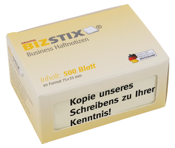 BIZSTIX® Business Haftnotizen "Kopie unseres Schreibens zu Ihrer Kenntnis!" BIZSTIX® Business Haftnotizen "Kopie unseres Schreibens zu Ihrer Kenntnis!"