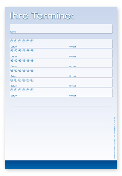 Terminzettel Maxi "Blue" mit 6 Terminfeldern