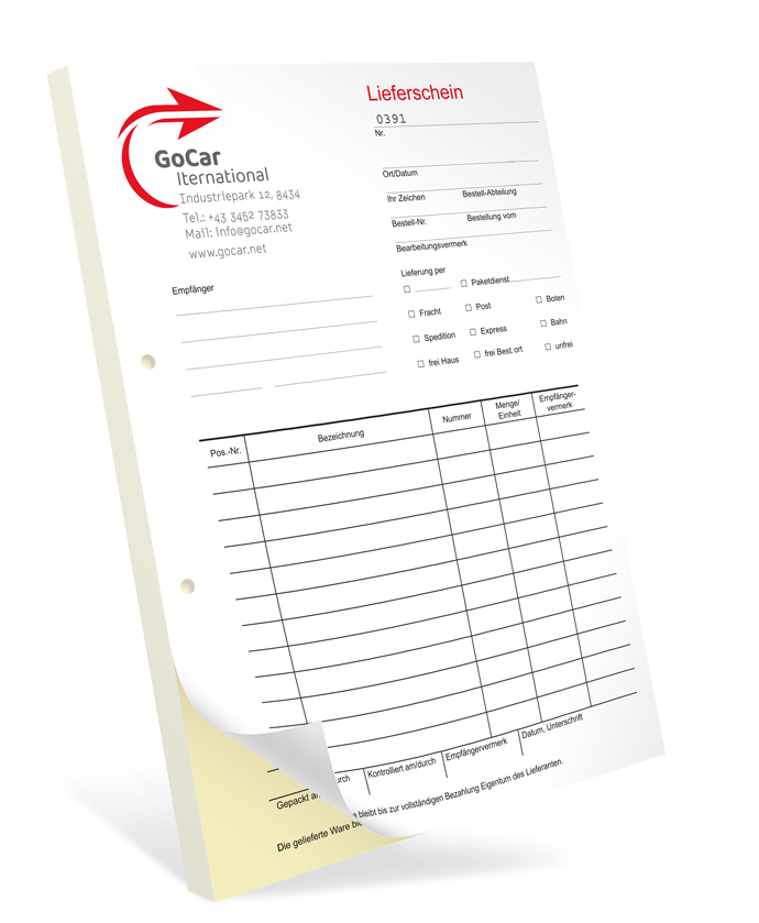 Durchschreibesätze 2-fach geblockt, DIN A4, mit Nummerierung Durchschreibesätze 2-fach geblockt, DIN A4, mit Nummerierung