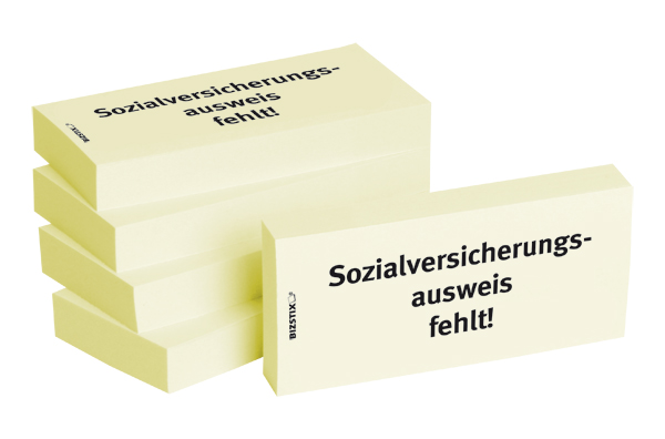 BIZSTIX® Business Haftnotizen "Sozialversicherungsausweis fehlt!"